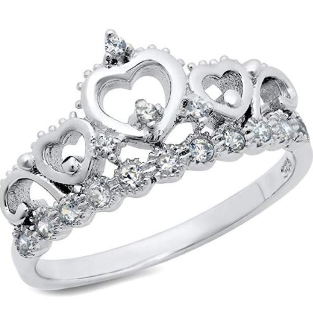 Princess Tiara Silver CZHeart Ring Only for Divas! - Picture 3 of 6